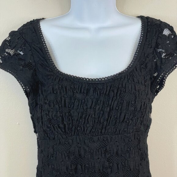 Vintage Y2K Whimsigoth Empire Waist Crochet Lace Top Size L Mid Length Elena - Picture 3 of 13